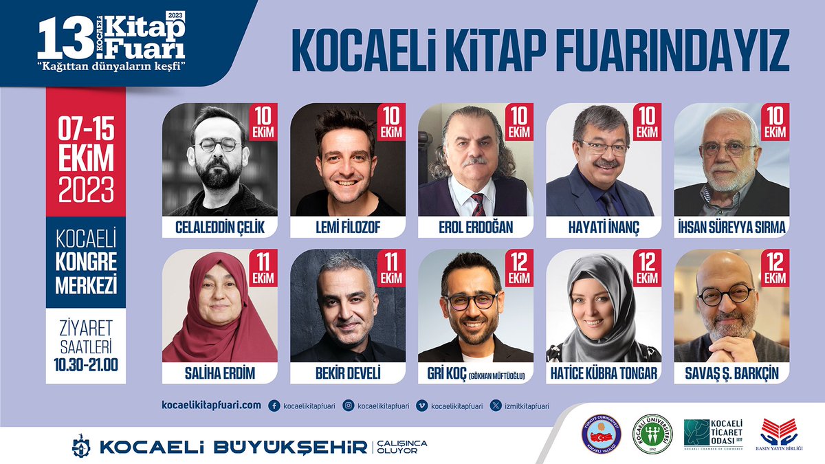 “Kağıttan dünyaların keşfi” başlıyor! 📚🥳

🗓️7-15 Ekim 2023 
📍Kocaeli Kongre Merkezi
⏰10:30-21:00

#KocaeliKitapFuarı2023