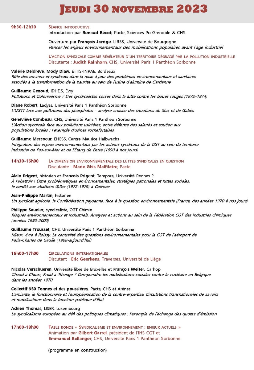 renaudbecot's tweet photo. Le colloque "Syndicalisme et environnement. Approches historiques et sociologiques" se tiendra au @CampusCondorcet, le 31 novembre et 1er décembre.
Le programme est désormais disponible, et les inscriptions sont ouvertes. Plus d'informations :
https://t.co/TB0bh2pesp https://t.co/rEynMqmGPf