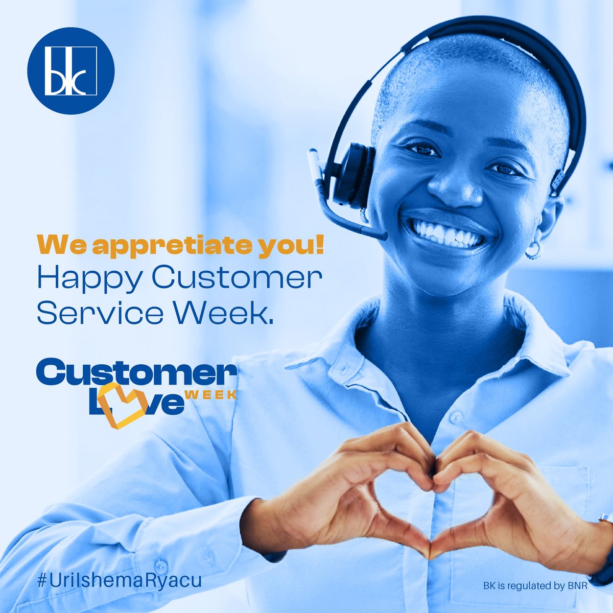 BankofKigali's tweet photo. Our customers make every week brighter, but this one's extra special! We appreciate you! Happy Customer Service Week๐
#UriIshemaRyacu #CustomerLoveWeek #BKcares https://t.co/Hy6w5lyPPr