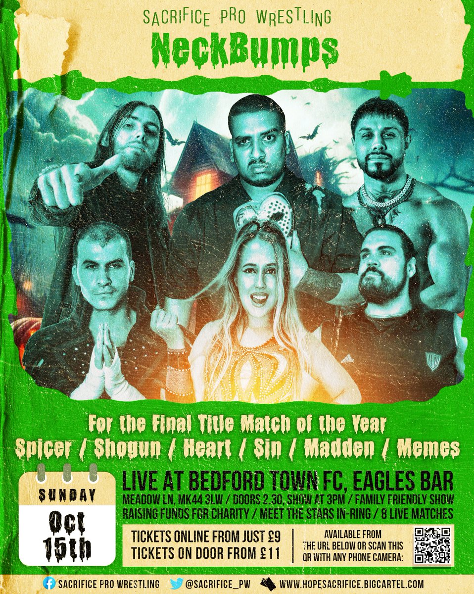 Sacrifice_PW's tweet image. 🚨 MATCH CHANGE 🚨

Shogun &amp;amp; Madden enter NeckBumps for the chance to win the Final Title Shot of the year!

—
Save 20% off when you buy online:
ℹ️ OCT 15 INFO - fb.me/e/fPA5ITEbX
🎟️ OCT 15 TICKETS - buff.ly/3OhZlX3