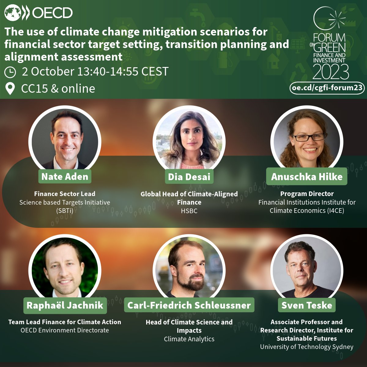 What will it take to stay below #1.5°C global warming? Join us after the break to discover a new OECD report to help governments & financial actors set #NetZero targets aligned with mitigation goals 🌍 🔗 oe.cd/5dv #OECDgfi