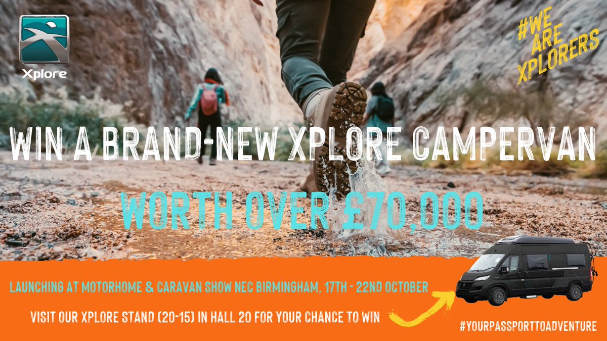 Xplore is headed in an exciting new direction, with the launch of the brand’s first ever Campervan.

Visitors to <a href="/NECCaravanShow/">MHome & Caravan Show</a> could WIN an all-new 4-berth Xplore CV X8 – worth over £70,000.

Complete our feedback questionnaire at NEC to enter into this incredible prize draw.