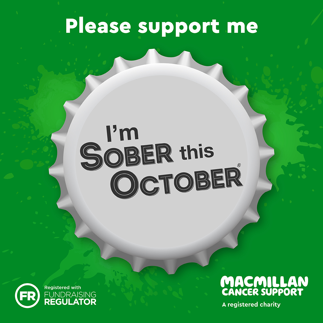 Lord_Hunter's tweet photo. I'm going Sober this October and raising funds for Macmillan Cancer Support. To donate, visit https://t.co/DgK7dSGjC0 https://t.co/YeRUMovops