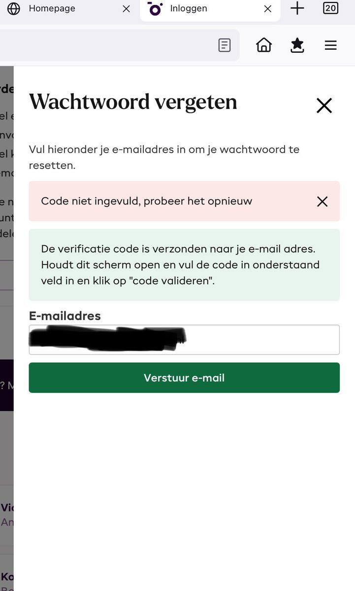 . @CameraNU_nl hoe kan ik mijn wachtwoord herstellen als er geen invulveld is voor de verificatiecode?