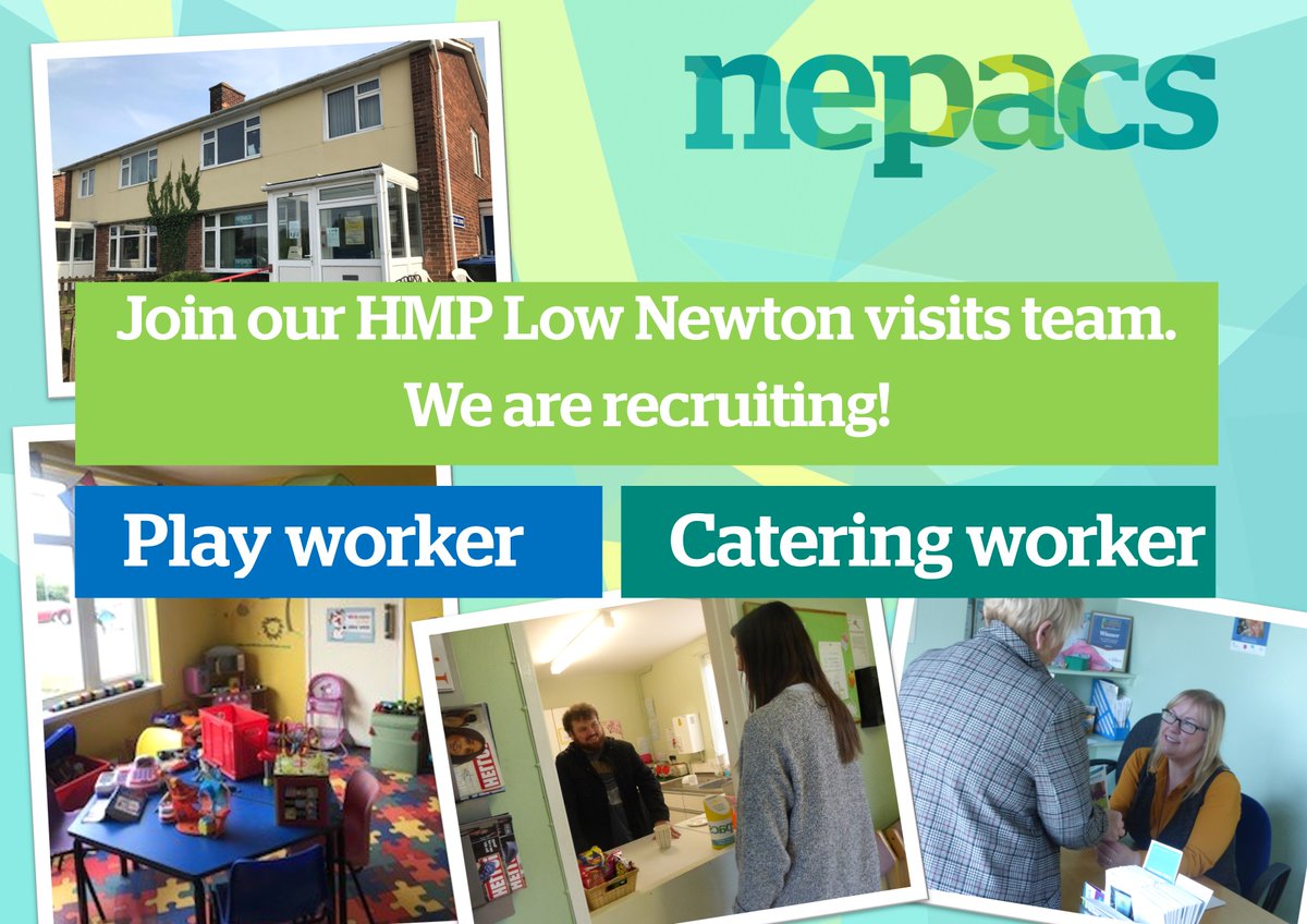 NEPACS (@nepacsinfo) on Twitter photo WE ARE RECRUITING <a href="/HMPLowNewton/">HMPLowNewton</a> for a Visits Services Play Worker (5 hrs every other weekend) & Visits Services Catering Workers x2 (5.5 hrs each – (Tuesday/Thursday pm) or (Saturday/Sunday pm)
Closing date Fri 6 Oct. nepacs.co.uk/page/job-vacan… WE ARE RECRUITING <a href="/HMPLowNewton/">HMPLowNewton</a> for a Visits Services Play Worker (5 hrs every other weekend) & Visits Services Catering Workers x2 (5.5 hrs each – (Tuesday/Thursday pm) or (Saturday/Sunday pm)
Closing date Fri 6 Oct. nepacs.co.uk/page/job-vacan…