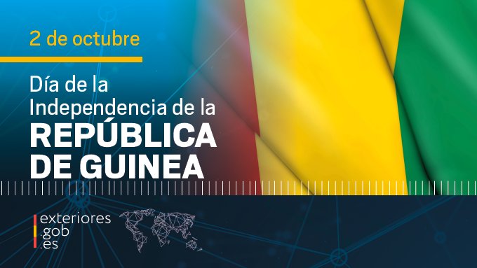 Félicitations à la 🇬🇳 lors du 65 anniversaire de son indépendance et meilleurs vœux pour toutes les guinéennes et tous les guinéens. On continuera à œuvrer pour l'amitié entre 🇬🇳 et 🇪🇸 ensemble avec 🇪🇺 
#TeamEurope 
#Guinee65
<a href="/MAEIAGE_Guinee/">Ministère des Affaires Étrangères</a> <a href="/morissanda/">Dr. Morissanda Kouyaté</a> 
<a href="/UEenguinee/">Délégation de l'Union européenne en Guinée</a>