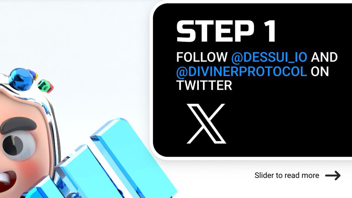 DivinerProtocol's tweet photo. 🎉#Giveaway 🎁

@DeSui_io X @DivinerProtocol
🏆 Prize:  $800 worth of Tickets Desui for 30 winners

1️⃣Follow @DeSui_io and @DivinerProtocol on Twitter

2️⃣Join Telegram https://t.co/aObecx9oDw and https://t.co/FwFwhH2CFB

3️⃣RT + Tag 3 friends 
 Ends on 5st October https://t.co/5ebxO8NrKC
