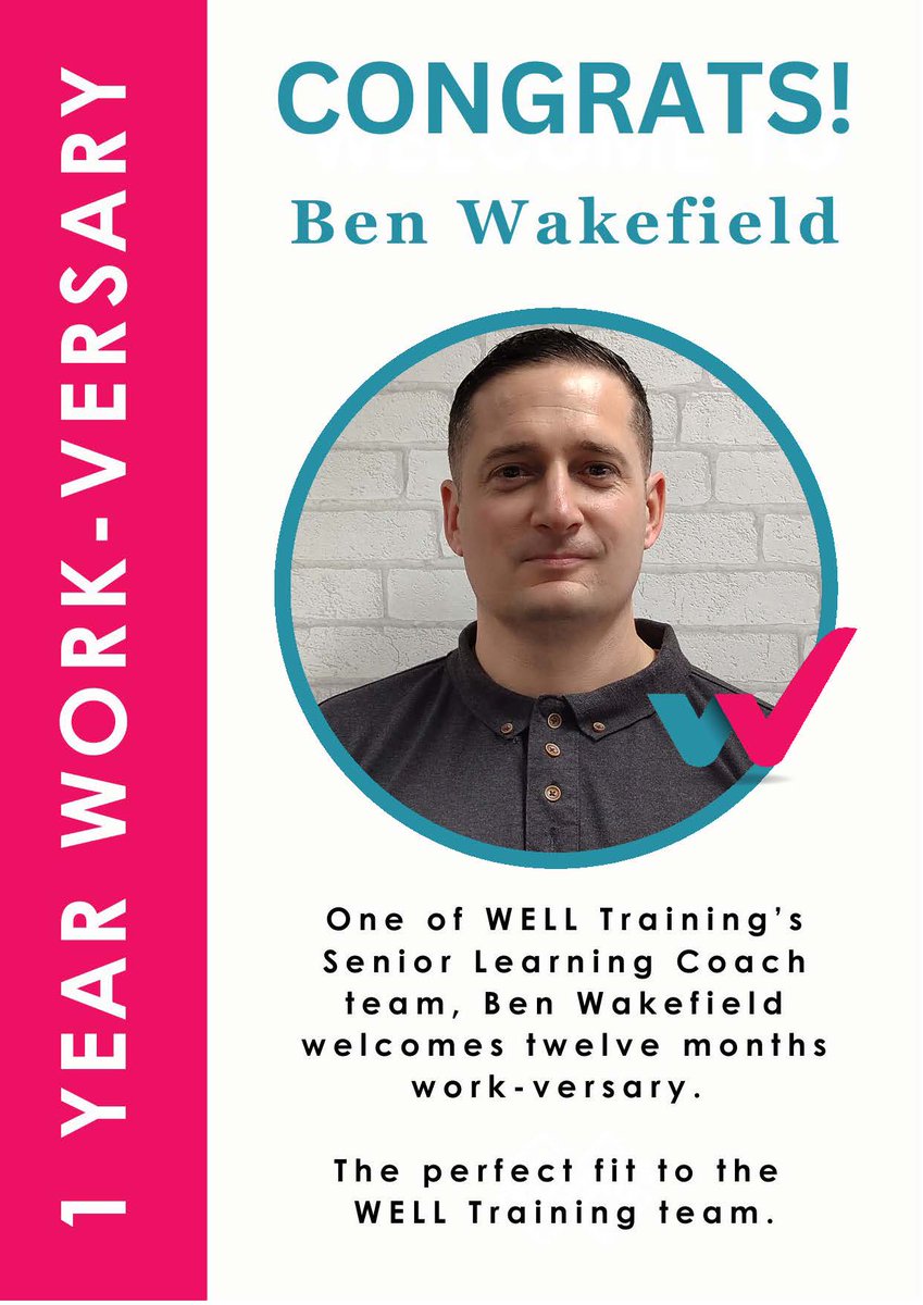 WELLTraining2's tweet image. 1 year ago, Ben Wakefield joined WELL! Ben&apos;s technical knowledge has been insightful for his learners through the introduction of new presenting software &amp;amp; skills. Thank you Ben, we hope the last 12 months hasn&apos;t been too painful! #workversary #partoftheteam #technicaleducation