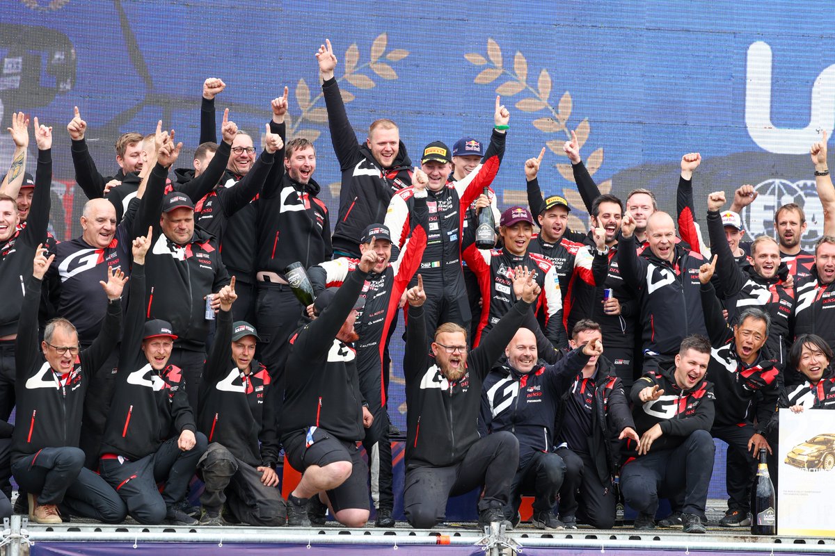 TGR_WRC's tweet photo. Manufacturers' Champions for the third year in a row! 🏆🏆🏆

#ToyotaGAZOORacing #GRYaris #WRC #RallyChile 🇨🇱 https://t.co/2OUVnsvatS