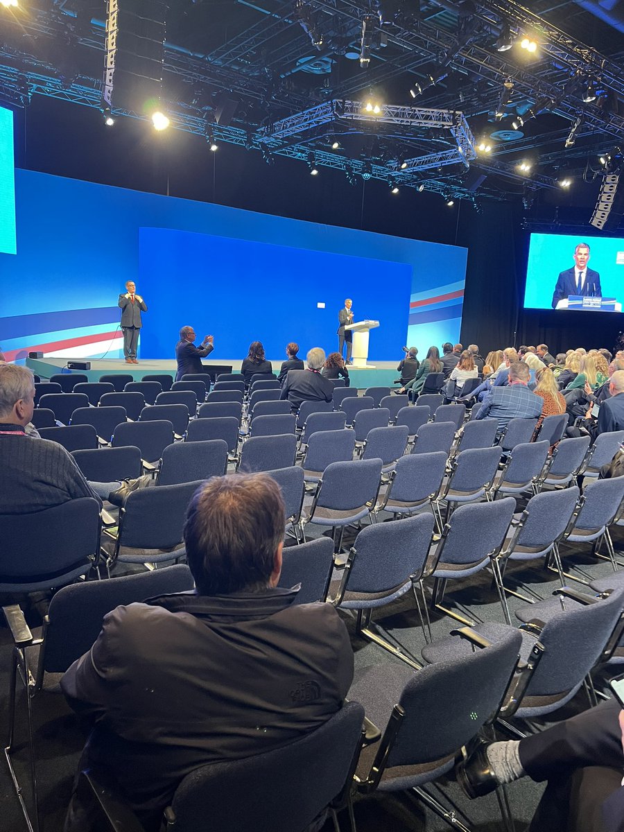 jonsopel's tweet photo. Mark Harper delivering keynote on future of transport in Britain (tho not a whisper yet on HS2). Looks like a lot of delegates must have missed the bus or train https://t.co/V4V7NDO4Wf