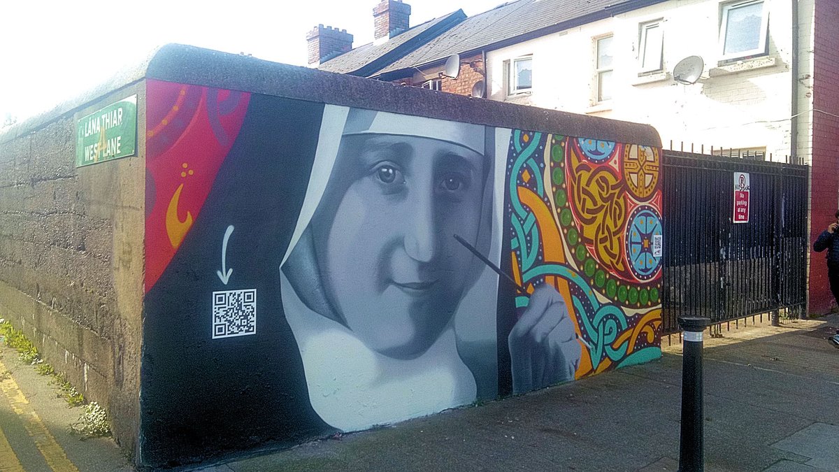 New Street Art celebrating The Oratory in Dún Laoghaire which is a hidden gem of Dún Laoghaire Celtic revival art. This tiny building is home to some of the most spectacular artwork from the first half of 20th Century Ireland, all produced by Sister Concepta Lynch.
