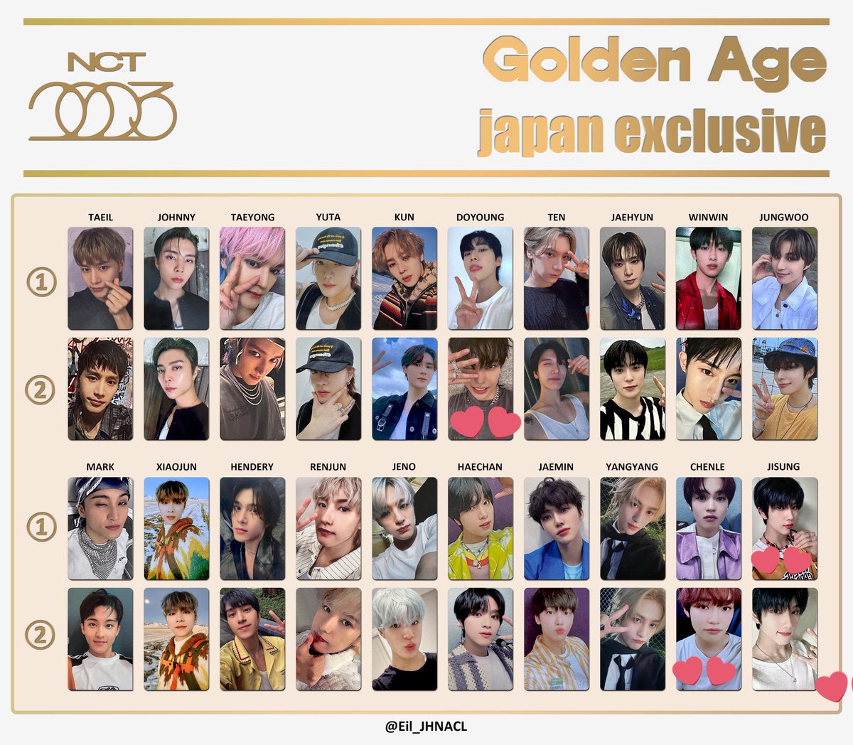 sound_of_96's tweet photo. NCT 2023 Golden Age NATIONトレカ 交換 

【譲】テヨン　ユウタ　クン　ジョンウ　マーク　ジェノ　ヘチャン
【求】チソン　ドヨン　チョンロ
　　　画像2、3枚目💕

郵送希望
お気軽にお声掛けください🙇‍♀️ https://t.co/FRwW3tFoGQ