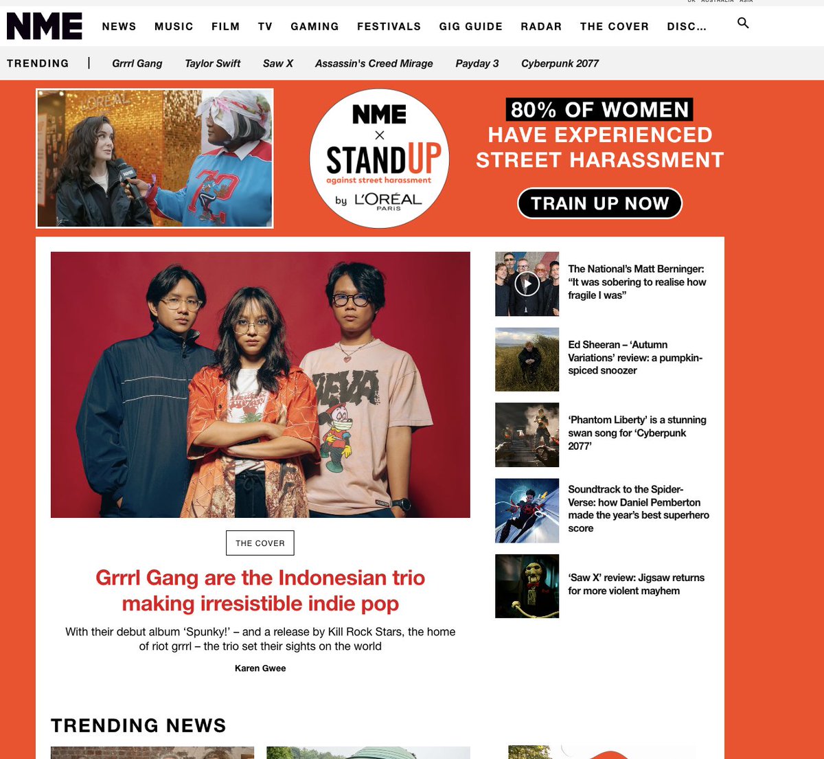 Holy F'ING SHEEEIIIT!!!! <a href="/grrrlgangband/">GRRRL GANG</a> are on the Front Page of the <a href="/NME/">NME</a>  RIGHT NOW!!! ! Amazing interview and shoot 😘 nme.com/features/the-c…
