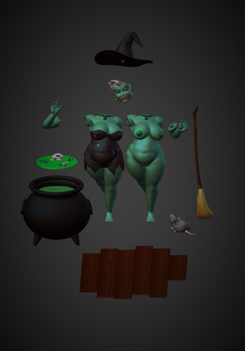 DeadSculpts's tweet photo. Just in time for Halloween printing. 3D model chubby witch. Two variations both sfw and nsfw. Available on Cults 3D in profile. Use code HALLOWEEN2023 for 25% discount on all models tagged with Halloween #3DModel #3dprint #nsfw #nude #thicc #chubby #flexiprint https://t.co/QwNKjf5e4f