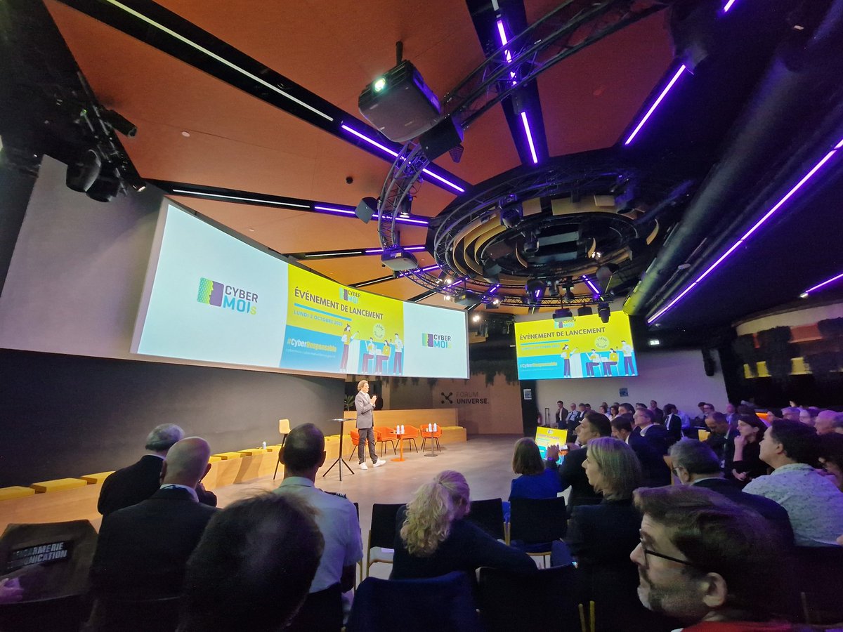 EmmanuelViv's tweet photo. Présent au lancement du #cybermois #Cyberesponsable @cybervictimes au @CampusCyberFr #l'adresse. @declic_asso répond présent. #collterr #tranfonum https://t.co/fjWd3fog0j
