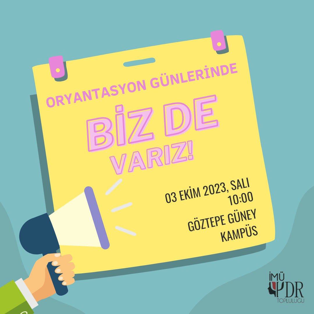 Herkese merhabalar! 🤗
İMÜ-PDR Topluluğu olarak Oryantasyon ve kulübümüzün tanıtımında yarın (3 Ekiml) standımıza hepinizi beklerizz.✨🤗🥳