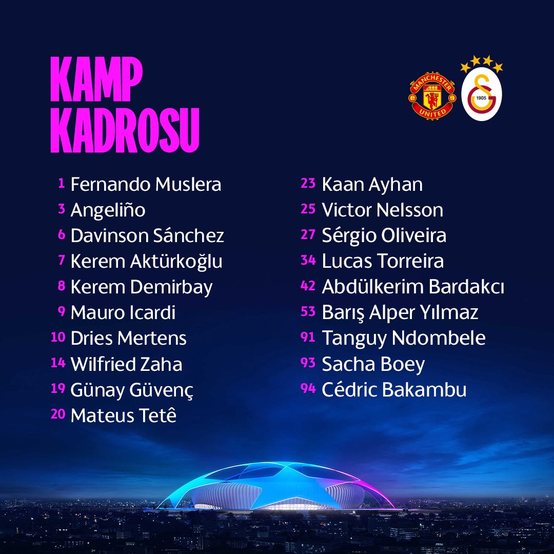 united maçı kamp kadrosu