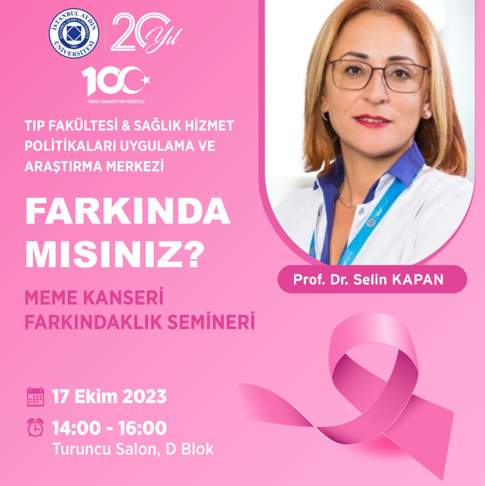 iauspm's tweet photo. İAÜ Tıp Fakültesi &amp; Sağlık Hizmet Politikaları Uygulama ve Araştırma Merkezi iş-birliği ile 17 Ekim 2023 tarihinde Saat 14:00-16:00 arası İAÜ Florya Kampüsü D Blok Turuncu Salon'da "FARKINDA MISINIZ ? MEME KANSERİ FARKINDALIK SEMİNERİ" düzenlenecektir. https://t.co/NBHIraLDmp