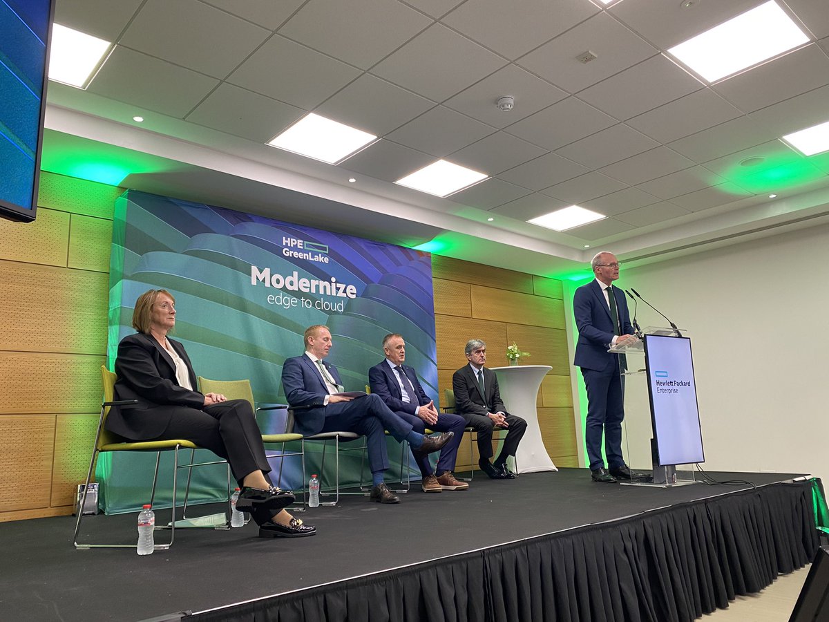 Fidelma Russo, Executive Vice President, @HPE speaking in #Galway this morning announcing 150 new jobs with Minister @simoncoveney @DeptEnterprise, Michael Lohan, CEO @IDAIRELAND and @HPE leaders Paddy Medley and Ray McGann