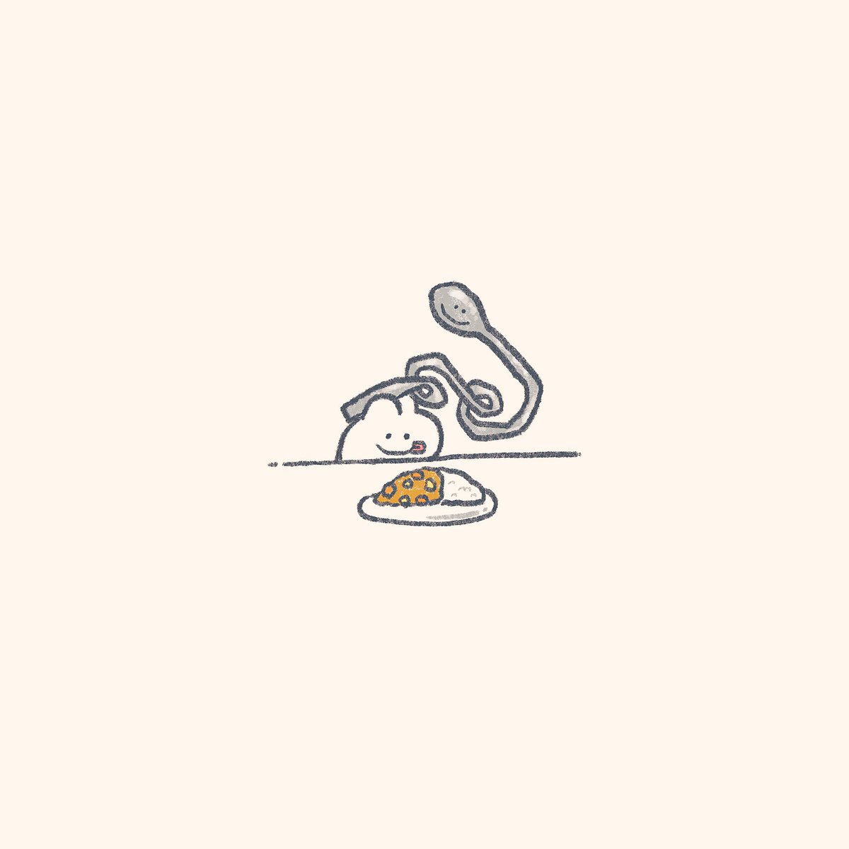 「スプーンとしてちゃんと使うウサギ」|もくもくちゃん🐰POPUP開催中のイラスト