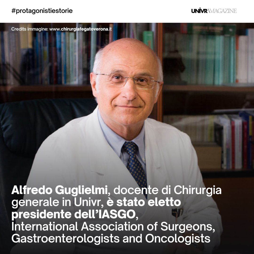 Alfredo Guglielmi, docente di #Chirurgia generale in #Univr, è stato eletto presidente dell’IASGO, International Association of #Surgeons, #Gastroenterologists and #Oncologists per l’anno 2023 > n9.cl/yvg89
