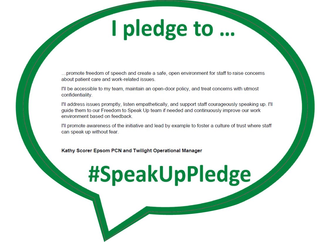 Kathy Scorer, Epsom PCN &amp; Twilight Operational Manager makes her pledge #SpeakUpPledge