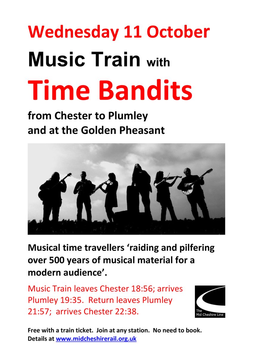 MidCheshireCRP's tweet photo. Blow away the post summer blues with one of our #musictrains Great music, great crowd, great pubs! @Goldpheasant @The_Goshawk
@northernassist @BeeNetwork #midcheshirerailwayline #livemusic #community #supportlocalpubs https://t.co/WWl6eGDZet