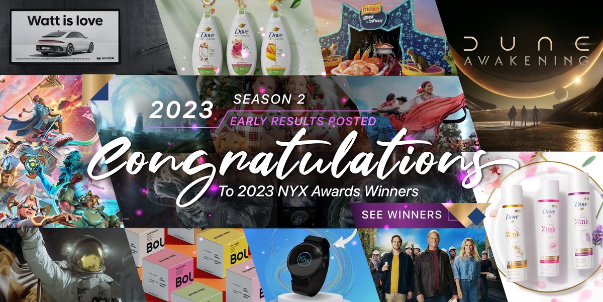 The Early Winners of the 2023 NYX Awards Season 2 have been announced!

Click the links below to browse through NYX Awards' winners and their award-winning works:

NYX Marcom Awards: nyxawards.com/marcom/winner.…
NYX Video Awards: nyxawards.com/video/winner.p…

#NYXAwards #VideoAwards