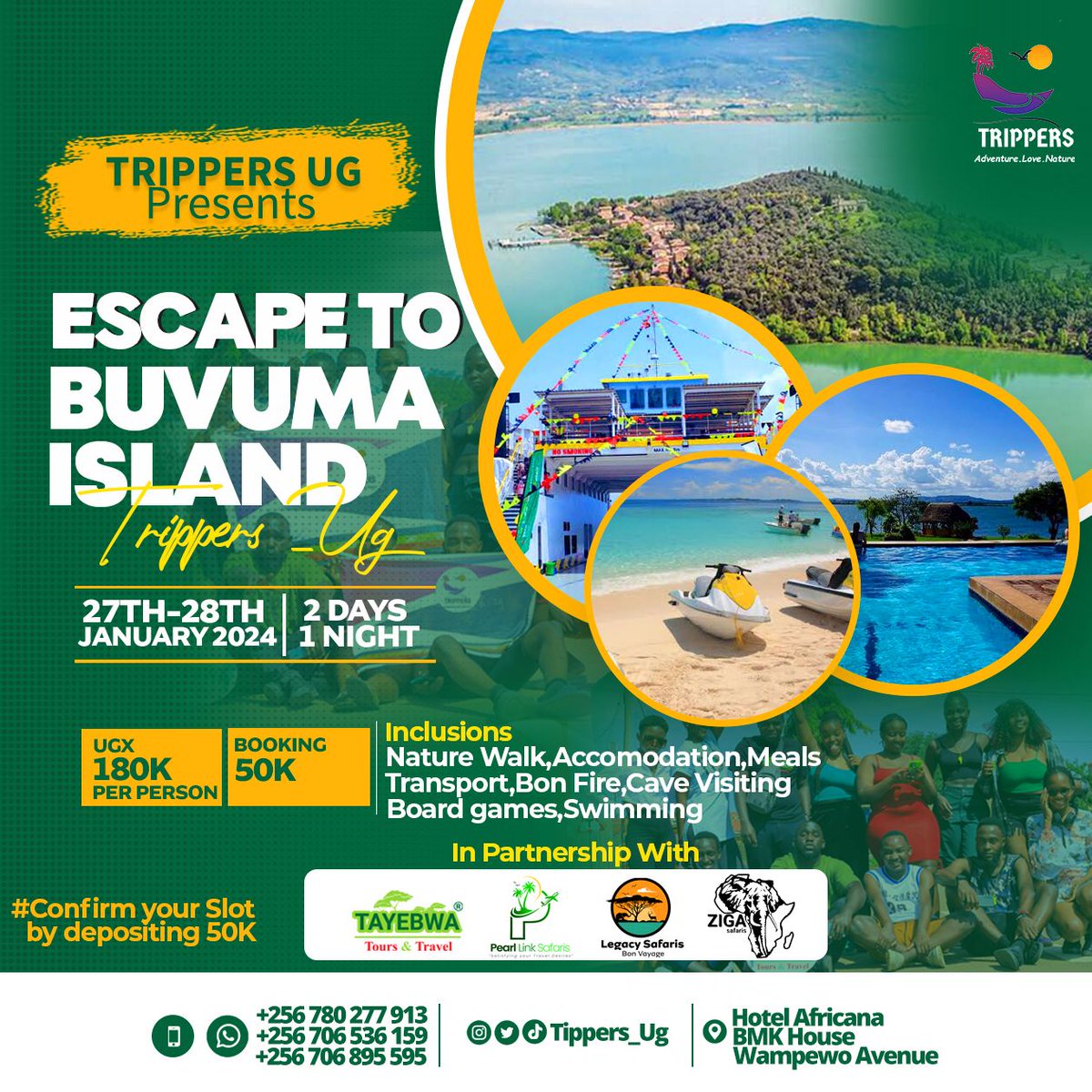 How about we start 2024 like this with @trippers_ug @PLink_Safaris @Zigasafaris at buvuma Island as low as 180k
