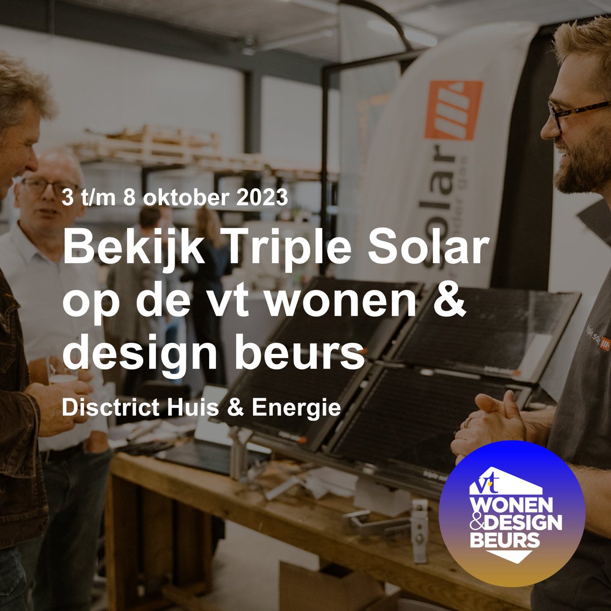 Triple_Solar's tweet photo. Ontdek @Triple_Solar op de @vtwonen #designbeurs! Van 3 tot en met 8 oktober is onze #PVT-#warmtepomp en het Triple Solar (demo) #PVTpaneel te zien in het #Duurzaam #Droomhuis. Dit unieke huis is een initiatief van @milieucentraal #VTwonen #designbeurs #hybride #allelectric https://t.co/LISLAnHyl2