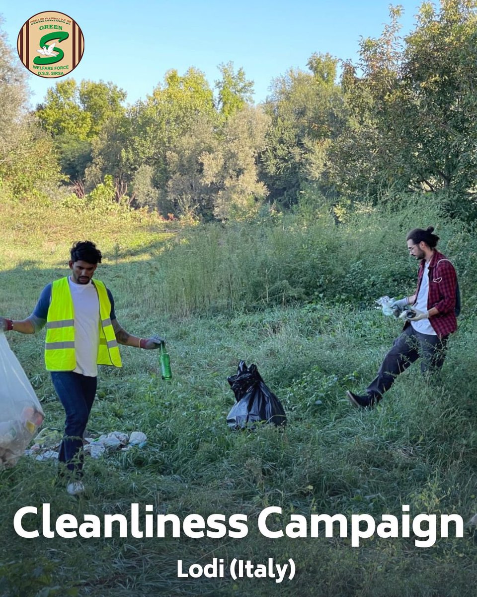 Spreading cleanliness all around! 🧹 Shah Satnam Ji Green 'S' Welfare Force Wing volunteers in Lodi, Italy, have joined hands for a remarkable cleanliness campaign. Their dedication to a cleaner world is truly commendable.  #CleanlinessCampaign #DeraSachaSauda