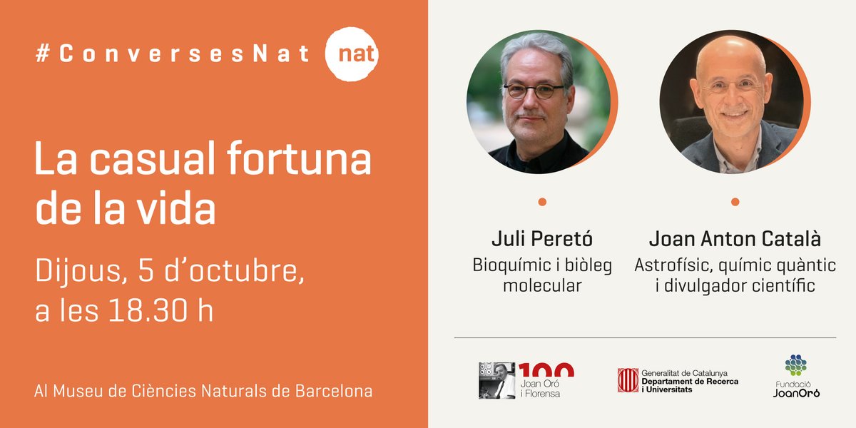 museuciencies's tweet photo. 🪐Què en sabem de l’origen de la vida?
En parlem amb @JuliPereto i Joan Anton Català, @estelsiplanetesen el marc de l' #AnyJoanOró.
📅 5/10, 18:30 h
📍 Museu de Ciències Naturals de Barcelona
Reserves:
✏️https://t.co/svWIXVIIcO https://t.co/GIJy4HsZbt
