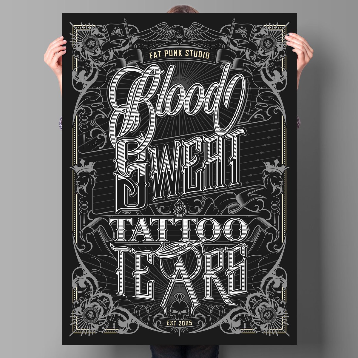 Blood Sweat & Tattoo Tears custom #typography #illustration. Visionary Design since 2005. Explore our #creative #design services via link in bio. 
•
#typographic #typedesign #artcollective #fatpunkstudio #artworld #bloodsweatandtears #bloodsweatandtattootears