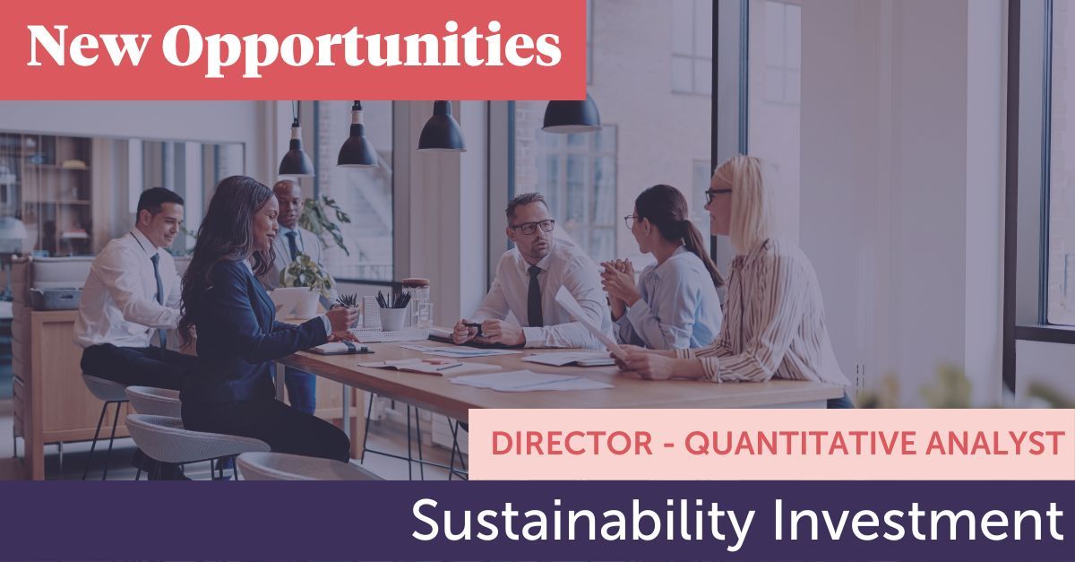 #NEWOPPORTUNITY: Director, Quantitative Analyst, Sustainability Investment, #London, #hybridworking

Global Banking Group’s Asset Management Division looking for an analytical and self-driven Senior Quantitative Analyst.

More at: buff.ly/46wzLXx 

#WomenInBanking #Jobads