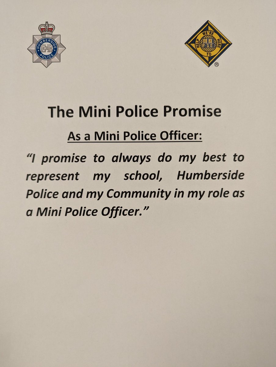 A great morning at Western Primary where ten pupils have been inducted onto the mini-police project and received their uniforms. Over the coming weeks the pupils will learn about many topics including Road Safety, On-line Safety, Crime Prevention & more 👮‍♂️ #MiniPolice #Yarborough