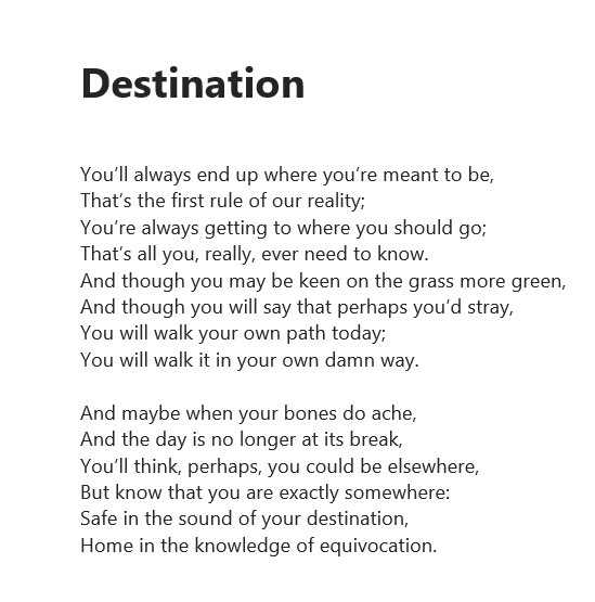 BabelZoo is STILL back, baby! 

This week’s theme - #Destination

Equivocation: To use ambiguity to mislead

#poetry #poem #poetrylovers #poetrytwitter #BabelZoo #GetWriting #WritersOfTheWorldUnite #EnglishTeaching

Feel free to post your poems below, if you want to get involved!