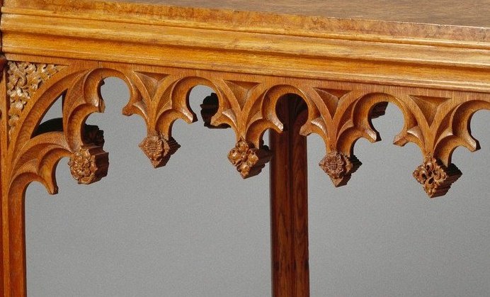Pugin_awn's tweet photo. Detail of a #Sidetable. ATTRIBUTED to #AWNPugin,ca. 1828. @RCT
#pugin #augustuspugin #gothicrevival #gothictable #furniture #gothicrevivalfurniture #royalresidence #gothicfurniture #windsorcastle #morelandseddon #royalcollection #georgeIV #gothicrevivaltable ©HM King Charles III https://t.co/7YSfca49hP