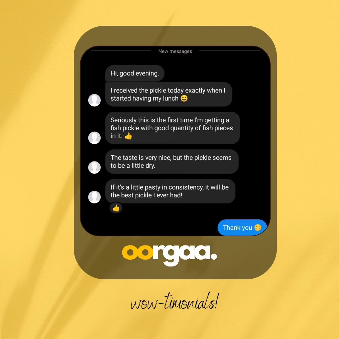 oorgaa_shop's tweet photo. Thank you for your wonderful review! We're thrilled you loved our Oorgaa Tuna Pickle. Your satisfaction fuels our passion

#tunapickle #chickenpickle #prawnspickle #tuna #pickle #fishpickle #fish #oorgaa #oorgaapickle https://t.co/qNEaQZUB3v