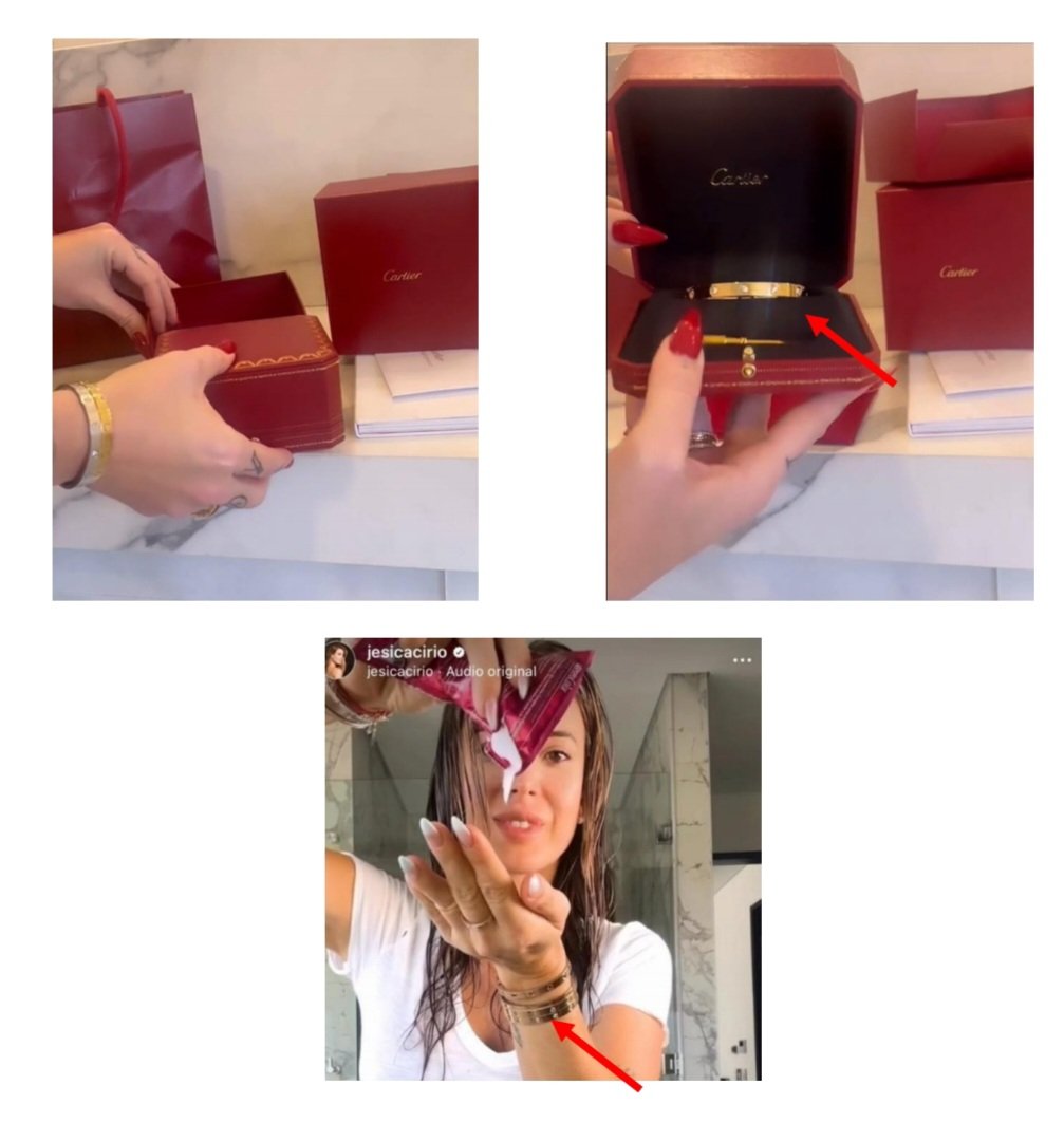En la denuncia contra Clerici el abogado Gastón Marano aporta una foto de Jesica Cirio en la cual también se la ve con una pulsera cartier, del mismo tipo que también recibió como regalo Clerici