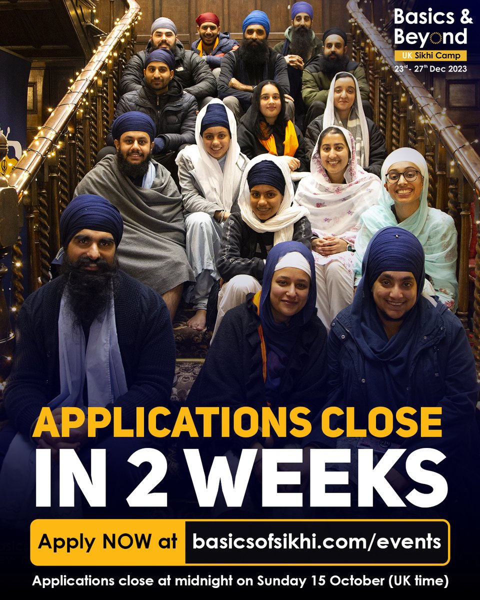 everythings_13's tweet photo. Apply NOW at https://t.co/Ub571dYsEX OR at https://t.co/PKes7tTHCT
Meet with likeminded Sangat looking to experience Sikhi first hand in a non-judgmental and safe environment.
#BasicsofSikhi #BasicsandBeyond #Retreat https://t.co/tSjsOUROfJ