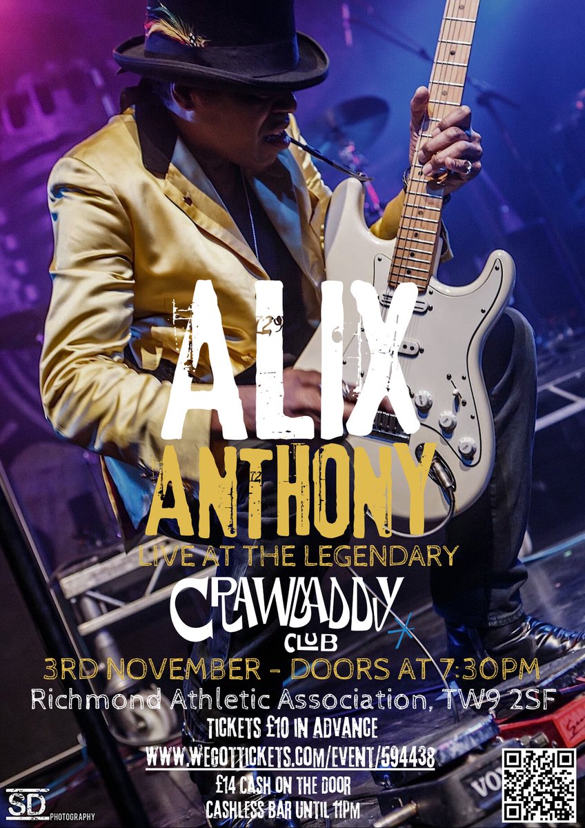 Coming up, just a week after the David Sinclair four take the stage we’re being joined by the amazing Alix Anthony. Get your tickets now! #blues #crawdaddyclub