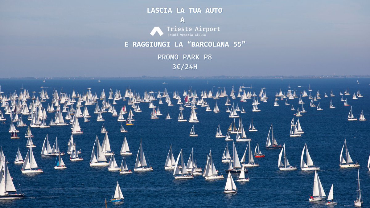 ⛵️È tempo di #barcolana55 !
In occasione del weekend clou della regata più grande del mondo, potrai lasciare la tua auto al parkP8 di alla tariffa giornaliera di 3€ e raggiungere la città di #Trieste in #bus o in #treno .
Promo valida da venerdì 06 ottobre a domenica 08 ottobre.