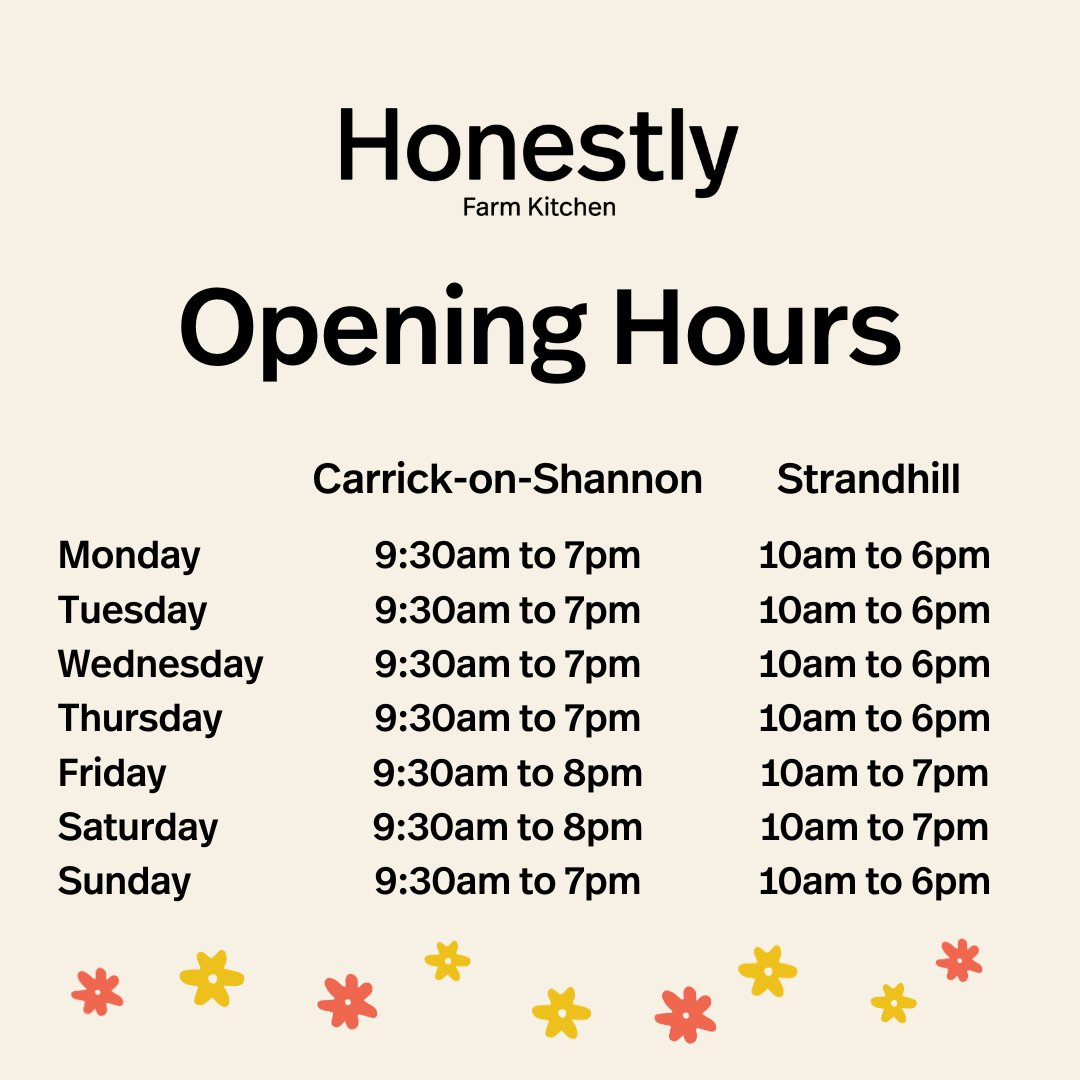 Here are our new Opening Hours, from October 2023 🌱

#irishrestaurant #irishfood #realfood