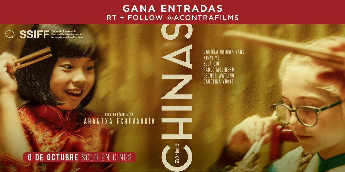 acontrafilms's tweet photo. 📢¡Sorteamos 3 entradas dobles para #CHINAS!📢

La nueva película de Arantxa Echevarría, directora de "Carmen y Lola", con Leonor Watling, Pablo Molinero y Carolina Yuste.

¿Quieres una? RT y seguir a @acontrafilms.

¡En cines el 6 de octubre! 🍿📷 

Límite: 4 de octubre - 23.59h https://t.co/iMFiHhesJ2