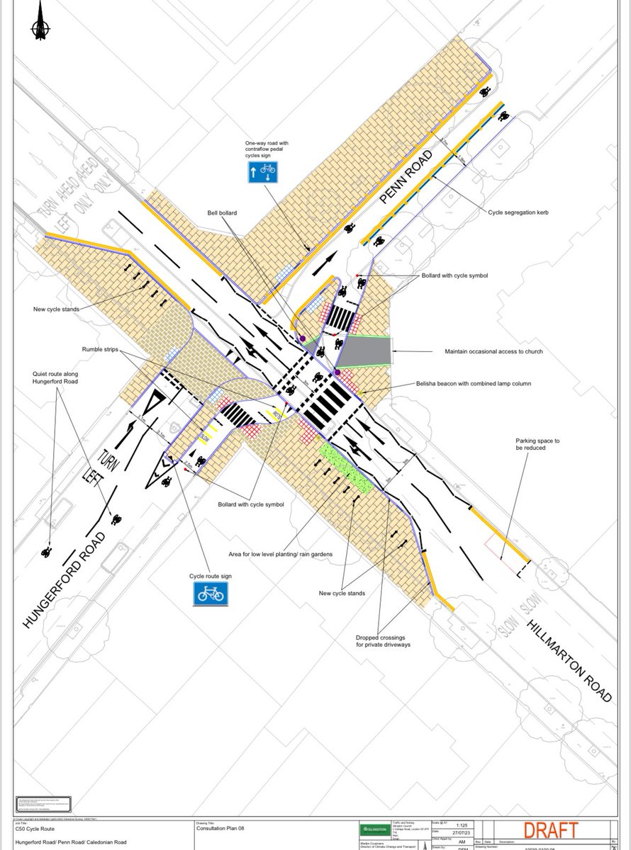 Islington consulting on a section of CS50 including a short segregated track on Caledonian Road and a segregated contra flow on Penn Road. Hungerford Road needs filtering or segregation to make it safe to cycle on. letstalk.islington.gov.uk/c50