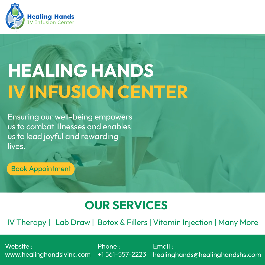 hhhsivinfusion's tweet photo. At Healing Hands IV Infusion Center, we further simplify and increase access to our health solutions, offering efficient and affordable IV infusion services.
Call: π +1 561-557-2223
#ivinfusioncenter #infusioncenter #ivinfusiontheraphy #ivtheraphy #labdraw #microneedling https://t.co/NtdJCrTNLh