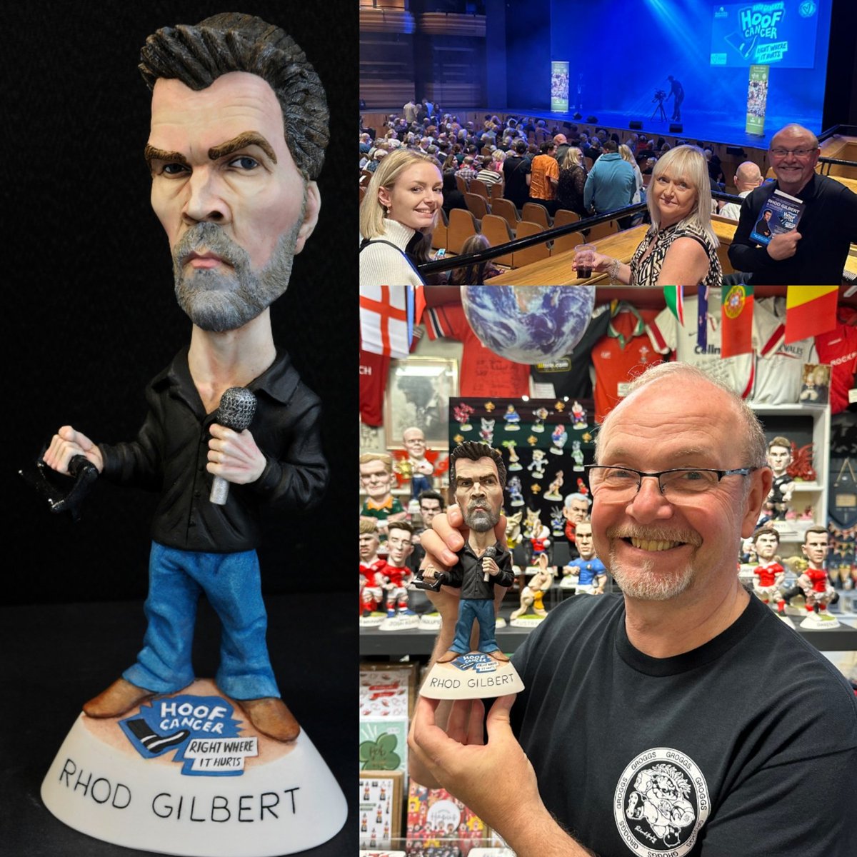 The World of Groggs was honoured and delighted to be invited to Rhod Gilbert’s emotional and hilarious Velindre Fundraising event ‘Hoof Cancer’ last night at the Millennium Centre. 
We had secretly made a special Grogg for Rhod which was presented to him during the event by