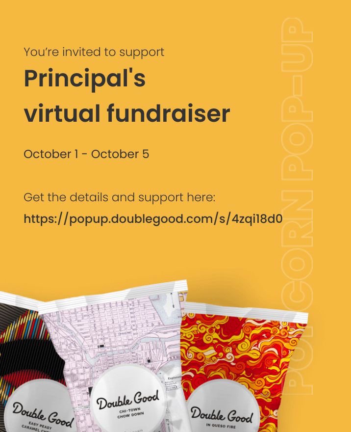 CPS_Belding's tweet photo. Hi Belding families! Principal Durkin is doing a virtual fundraiser selling Double Good ultra-premium popcorn for 4 days from Sunday, Oct 1 - Thursday, Oct 5. Get all the details and support here: https://t.co/bpw8e6SZmM https://t.co/WKwMwsghOr