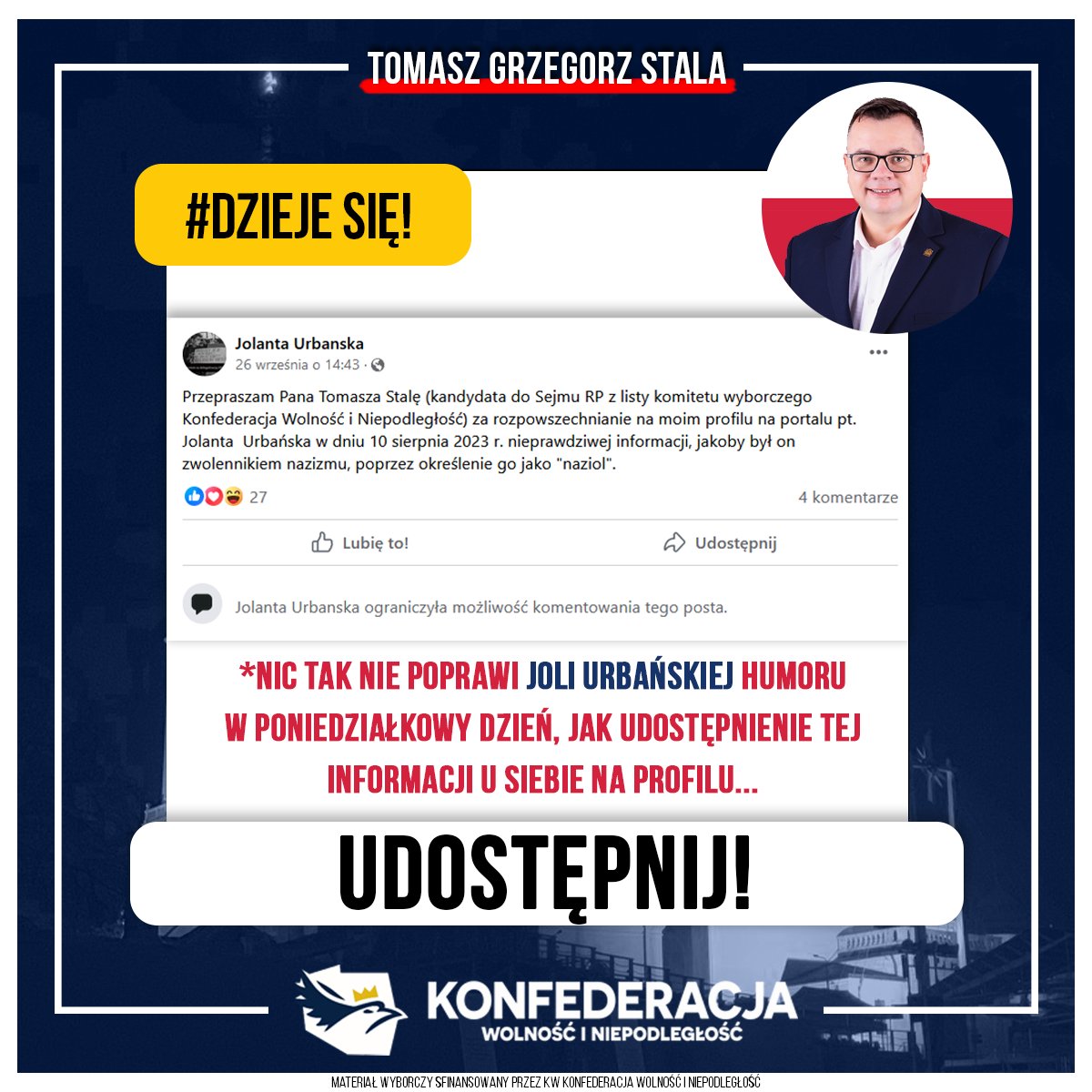 tgstala's tweet photo. 🔥Nic tak nie poprawi Joli Urbańskiej humoru w poniedziałkowy dzień, jak udostępnienie tej informacji u siebie na profilu...
❌To co, udostępniamy? 😄
#przeprosiny #sprawa #sąd #wyrok https://t.co/JnqvE0WAdO
