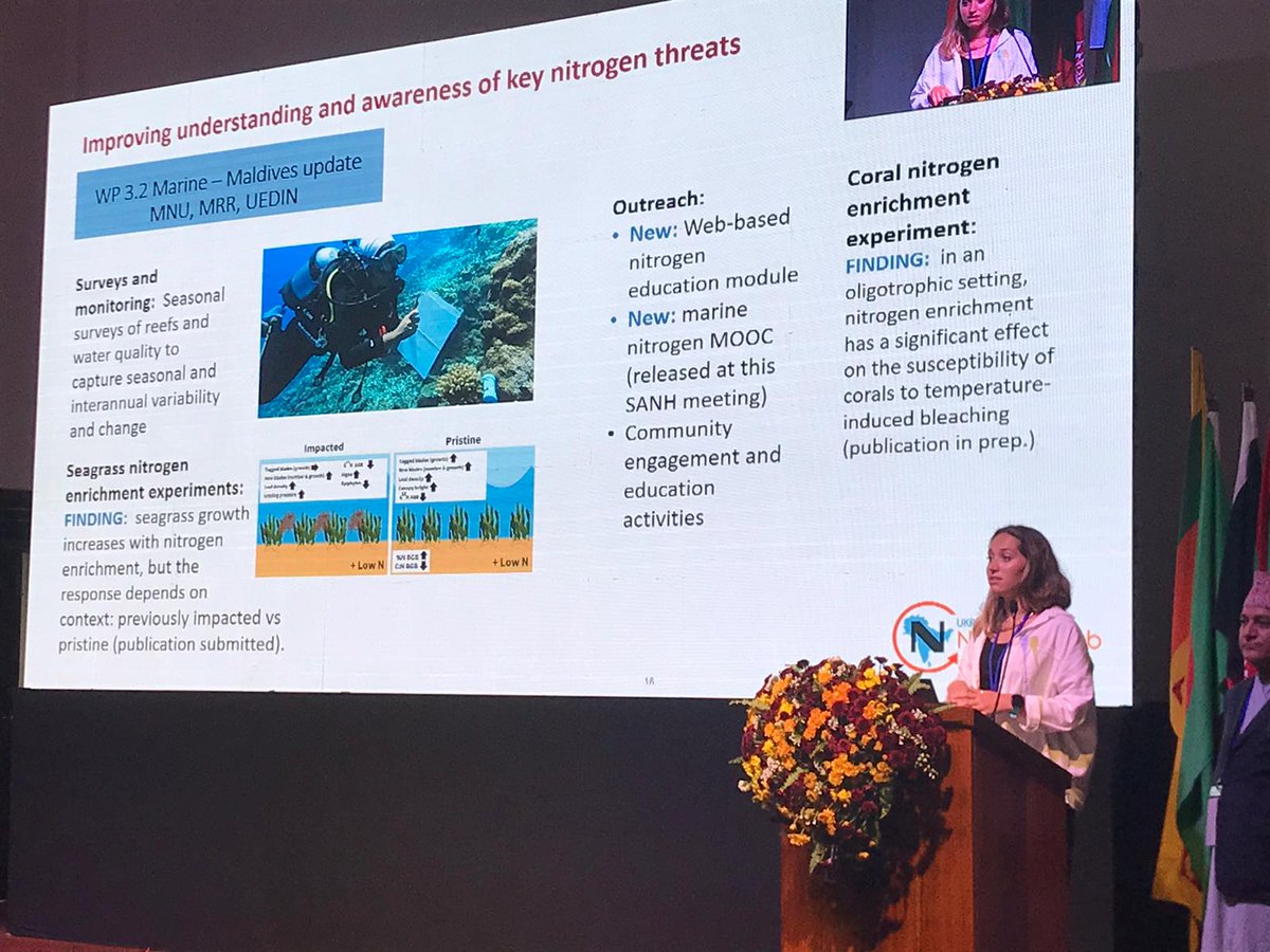 GCRF South Asian Nitrogen Hub (@gcrfnitrogenhub) on Twitter photo Jess Arnull from <a href="/EdinburghUni/">The University of Edinburgh</a> presenting findings from Maldives where seagrass responds positively to #Nitrogen addition. For corals nitrogen enrichment has a significant effect on the susceptibility of coral reefs to bleaching.
#SANH2023 <a href="/ResilientReefs/">Maldives Resilient Reefs</a> Jess Arnull from <a href="/EdinburghUni/">The University of Edinburgh</a> presenting findings from Maldives where seagrass responds positively to #Nitrogen addition. For corals nitrogen enrichment has a significant effect on the susceptibility of coral reefs to bleaching.
#SANH2023 <a href="/ResilientReefs/">Maldives Resilient Reefs</a>
